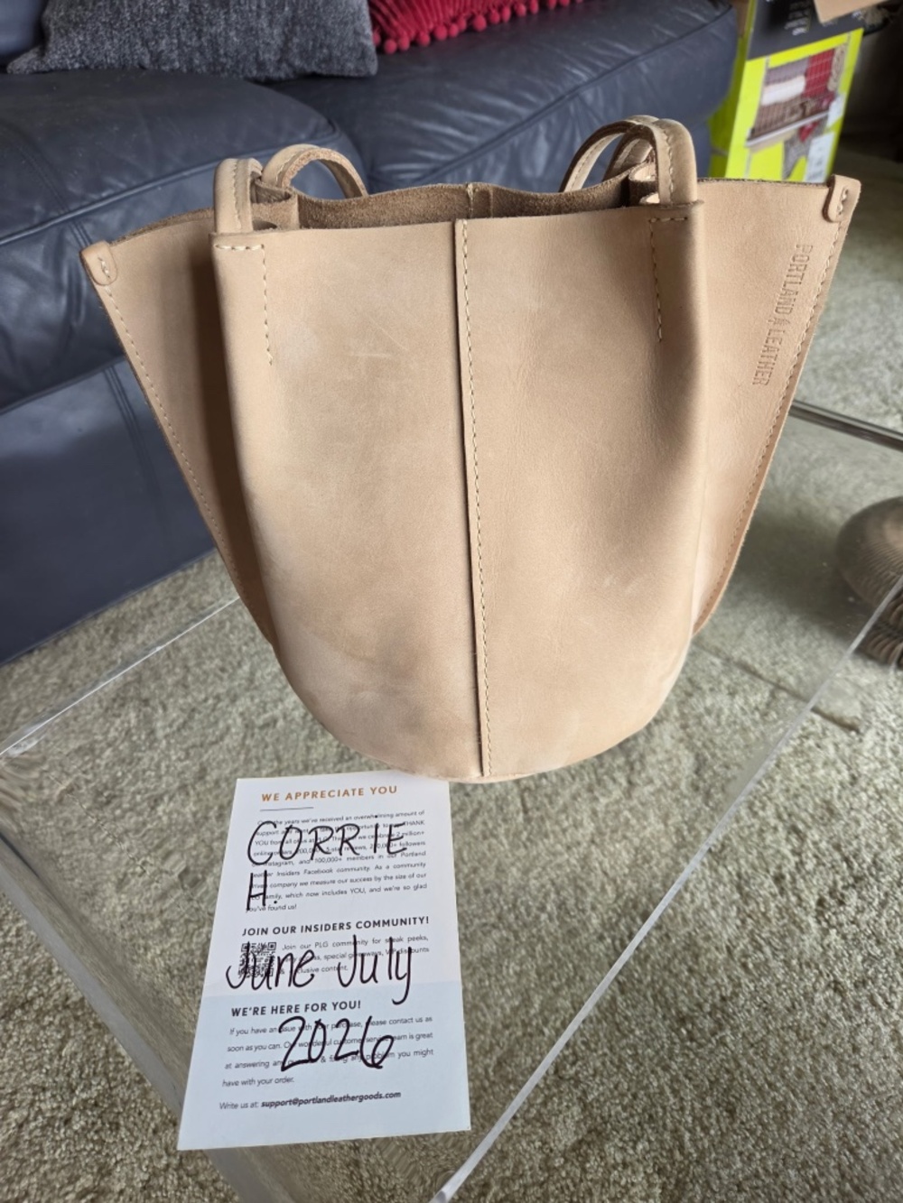 Small Portland Leather Devan Bucket Bag (Dragon Bone)